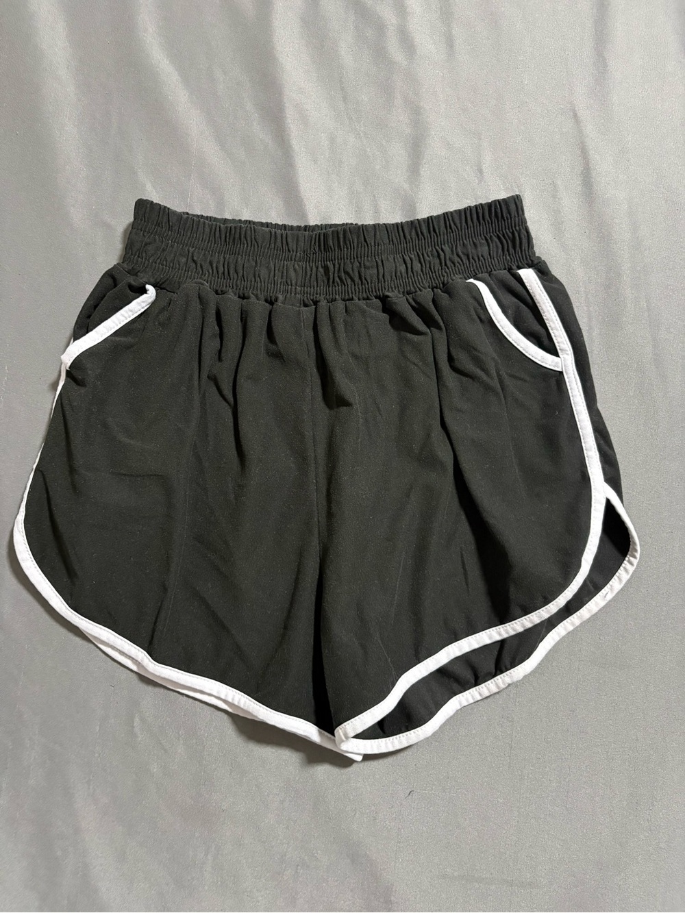 Women's Black Athletic Shorts with White Piping
